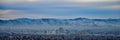 Panoramic view of Reno, Nevada skyline on overcast winter morning. Royalty Free Stock Photo