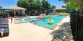 Panoramic view resident pool party event at apartment complex near Dallas, Texas