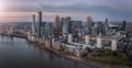 Panoramic view of the residential and commercial skyscrapers of Canary Wharf Royalty Free Stock Photo