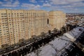 Panoramic view of residential multi-storey buildings in Moscow with streets and yards Royalty Free Stock Photo