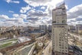Panoramic view of residential multi-storey buildings in Moscow with streets and yards Royalty Free Stock Photo