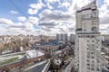 Panoramic view of residential multi-storey buildings in Moscow with streets and yards Royalty Free Stock Photo