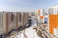 Panoramic view of residential multi-storey buildings in Moscow with streets and yards Royalty Free Stock Photo