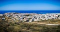 Panoramic view of Rethymnon and its castle and harbour in Crete Royalty Free Stock Photo