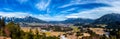 Panoramic view of Reutte with Alps and clouds, high resolution image. Alps, Tyrol, Austria. Royalty Free Stock Photo