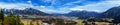 Panoramic view of Reutte with Alps and clouds, high resolution image. Alps, Tyrol, Austria.