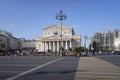 Panoramic view of Revolutsii square with the building of Bolshoi theatre in Moscow, Russia.