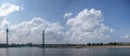 Panoramic view of the Rhine river in Dusseldorf Germany Royalty Free Stock Photo