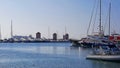 Rhodes Marina Old Windmills Royalty Free Stock Photo