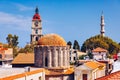 Panoramic view of Rhodes old town on Rhodes island, Greece. Rhodes old fortress cityscape. Travel destinations in Rhodes, Greece Royalty Free Stock Photo