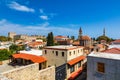Panoramic view of Rhodes old town on Rhodes island, Greece. Rhodes old fortress cityscape. Travel destinations in Rhodes, Greece Royalty Free Stock Photo