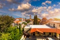 Panoramic view of Rhodes old town on Rhodes island, Greece. Rhodes old fortress cityscape. Travel destinations in Rhodes, Greece Royalty Free Stock Photo