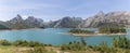 Panoramic view at the RiaÃ±o Reservoir, located on Picos de Europa or Peaks of Europe, a mountain range forming part of the