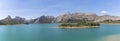 Panoramic view at the RiaÃ±o Reservoir, located on Picos de Europa or Peaks of Europe, a mountain range forming part of the