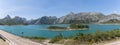 Panoramic view at the RiaÃ±o Reservoir, located on Picos de Europa or Peaks of Europe, a mountain range forming part of the