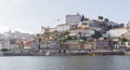 Panoramic view of the Ribera, Porto, Portugal. Colorful houses on the embankment of the river Douro