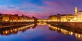 River Arno and Ponte Vecchio in Florence, Italy Royalty Free Stock Photo