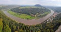 Panoramic view of river Elbe, Germany - from Bastei rocks in Saxon Switzerland Royalty Free Stock Photo