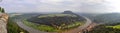 Panoramic view of river Elbe, Germany - from Bastei rocks in Saxon Switzerland Royalty Free Stock Photo