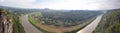 Panoramic view of river Elbe, Germany - from Bastei rocks in Saxon Switzerland Royalty Free Stock Photo