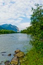 Panoramic view of the river inn in austria Royalty Free Stock Photo
