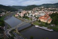 Panoramic view of the river Labe in Decin, Czech Republic Royalty Free Stock Photo