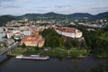 Panoramic view of the river Labe in Decin Royalty Free Stock Photo