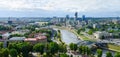 Panoramic view of river Neris and high-rise buildings of City on Royalty Free Stock Photo