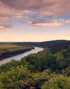 Panoramic view on river Nistru in the Soroca town on autumn, Moldova, the north-eastern part of the country. Picturesque landscape Royalty Free Stock Photo