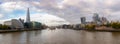 Panoramic View of River Thames and City Skyline during morning sunrise. City of London