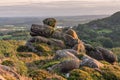 Panoramic view of The Roaches, Hen Cloud and Ramshaw Rocks in the Peak District National Park Royalty Free Stock Photo