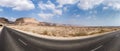 Panoramic view of the road and mountains in the Judean Desert  in the Dead Sea region in Israel Royalty Free Stock Photo