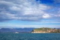 Rock of Acronafplia and Bourtzi at Nafplion, Greece. Royalty Free Stock Photo