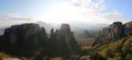 Panoramic view of the rocks and monasteries of Meteora, Greece