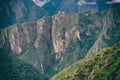 Panoramic view of rocky Andes from the Inca Trail to Machu Picchu. Peru. Royalty Free Stock Photo