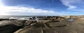 Panoramic view of a rocky beach in Punta del Diablo Royalty Free Stock Photo