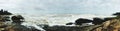 Panoramic view of the rocky beaches of Kundapura Royalty Free Stock Photo