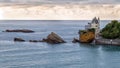 Panoramic view of the rocky coastline with iconic landmarks in Biarritz, France. Royalty Free Stock Photo