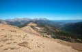 Panoramic view of the Rocky Mountains from the peak of Monarch Pass after riding tramway in the Rocky Mountains Royalty Free Stock Photo