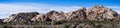 Panoramic view of a rocky ridge in Joshua Tree National Park, south California Royalty Free Stock Photo