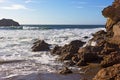 Panoramic view of the rocky and rugged Pacific coastal line.