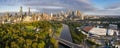 Panoramic view of the Rod Laver Arena and the Melbourne cityscape in Australia