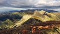 Panoramic view from Rohac peak on Western Tatra mountains or Rohace panorama Royalty Free Stock Photo