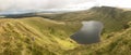 A panoramic view of the rolling green hills and mountains of the Brecon Beacons in Wales with a lake in the foreground Royalty Free Stock Photo