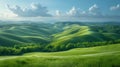 A panoramic view of rolling hills under a dynamic sky Royalty Free Stock Photo