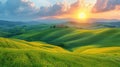 A panoramic view of rolling hills under a dynamic sky Royalty Free Stock Photo