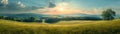 A panoramic view of rolling hills under a dynamic sky Royalty Free Stock Photo