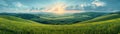 A panoramic view of rolling hills under a dynamic sky Royalty Free Stock Photo