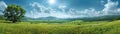 A panoramic view of rolling hills under a dynamic sky Royalty Free Stock Photo