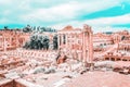 Panoramic view of Roman Forum with ancient ruins of temple, Rome, Italy Royalty Free Stock Photo